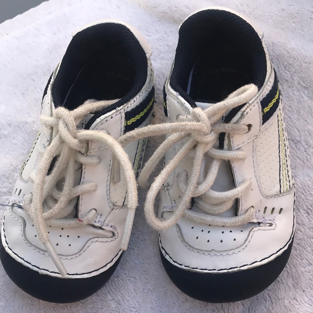 Stride Rite White and Navy Toddler Sneakers